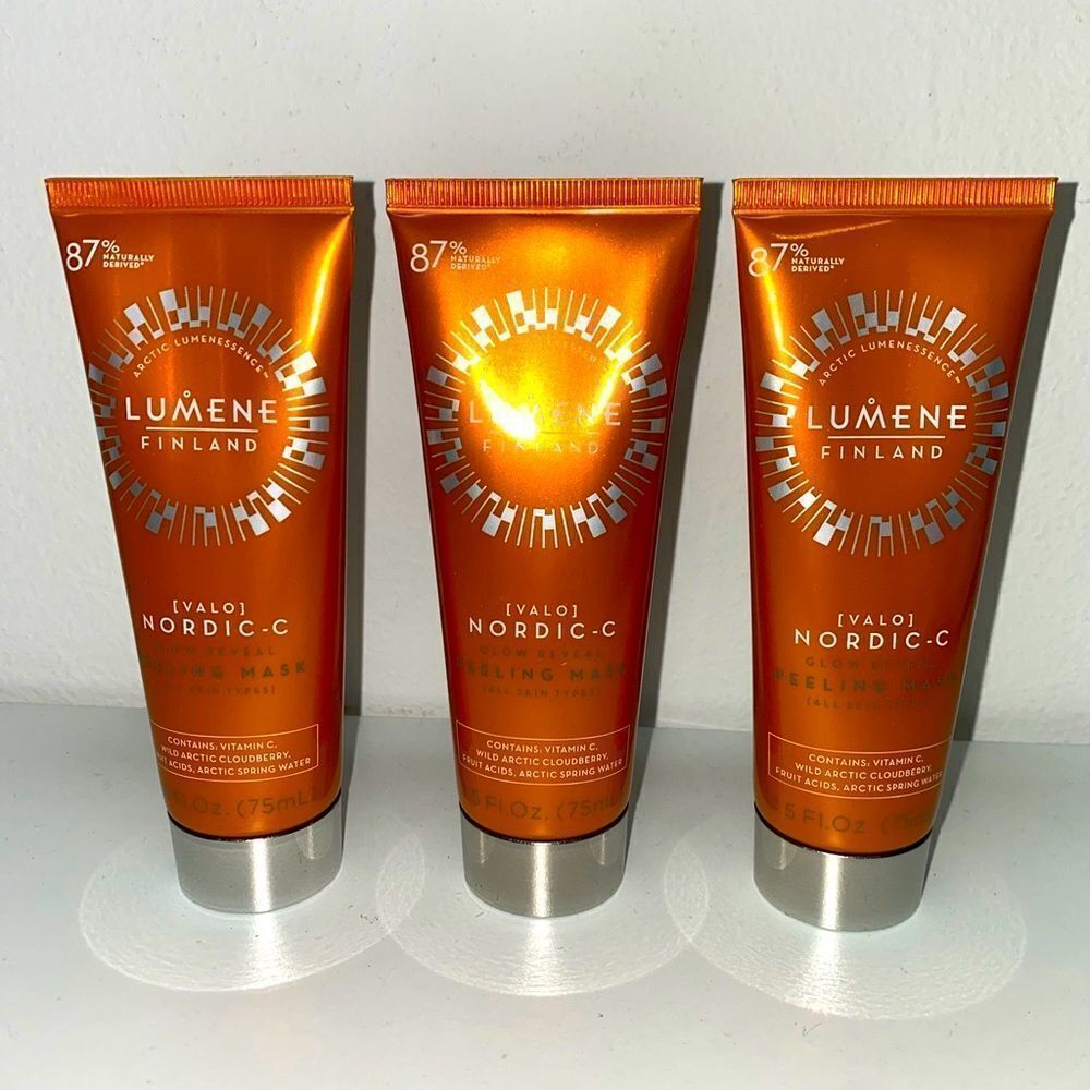 LUMENE NORDIC -C Glow Reveal PEELING Masks 2.5fl Oz  NEW &SEALED ( LOT OF 3 )
